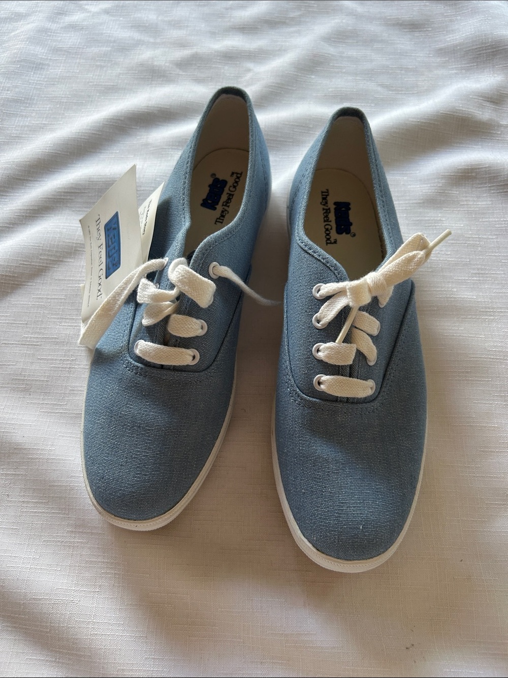 Keds Women's Light Blue Canvas Lace-Up Sneakers with Cream Laces